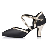 <transcy>Zapatos negros de baile latino | Modernos zapatos de baile de salón con tiras cruzadas | Zapatos de baile profesionales | Danceshoesmart</transcy>