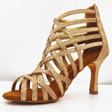 Gold Dance Boots Glitter Professional Heel Plus Size Latin Ballroom Dance Shoes For Women