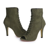 New Salsa Tango 10cm High Dance Boots Flock Bachata Latin Women Party Dancing Shoes