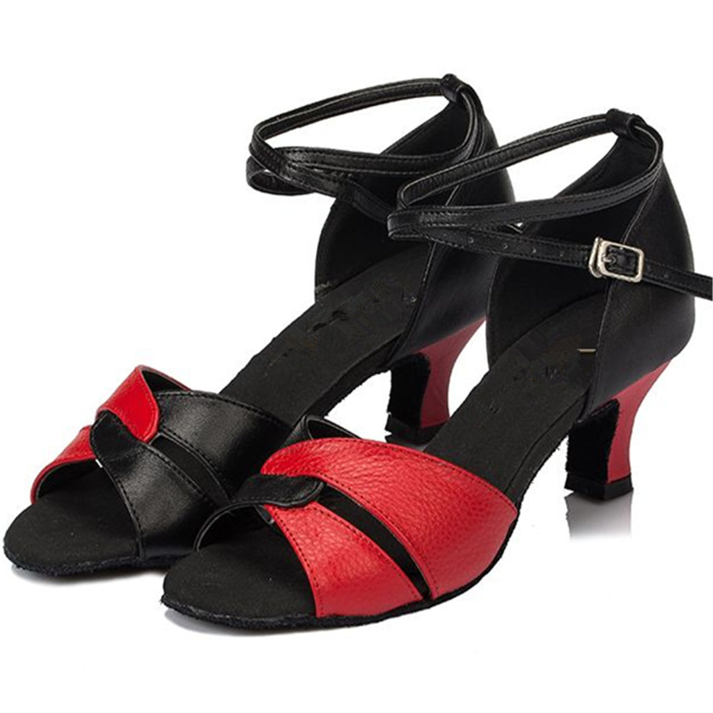 <transcy>Женская танцевальная обувь на заказ | Обувь для латинских бальных танцев из искусственной кожи | Черно-белый | Danceshoesmart</transcy>
