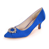 Women Bridal Wedding Shoes Satin Rhinestone Crystal Pumps Stiletto High Heel