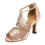 Women's Latin Dance Shoes | Rhinestone Ballroom Dancing Shoes | Suede Sole | Danceshoesmart