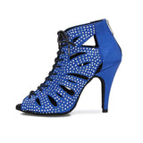Social Ballroom Dance Ankle Boots Rhinestone Latin Salsa Tango Professional Dancing Shoes