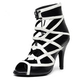 Black White Latin Ballroom Dance Boots Suede Soft Sole Indoor Professional Party Tango Salsa Dancing Shoes