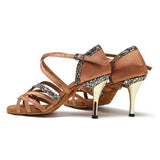 Quality Latin Dance Shoes Satin Glitter Suede Soft Sole Ballrooom Tango Salsa Dancing Shoes 8.5cm Heel