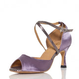 Women Latin Dance Shoes | Purple Green Salsa Shoes | Satin Ballroom Dancing Shoes | Danceshoesmart
