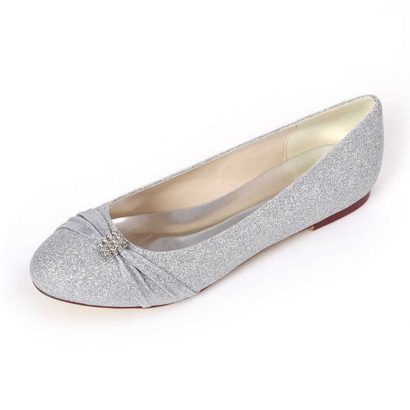 Women's Sparkling Glitter Rhinestone Flat Heel Flats Girls Low Heel Shoes