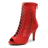 Ballroom Latin Dance Shoes Boots For Women Girls Ladies Dancing Shoes Tango Samba Salsa 6-10CM Heel Shoes