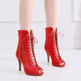 Ballroom Latin Dance Shoes Boots For Women Girls Ladies Dancing Shoes Tango Samba Salsa 6-10CM Heel Shoes