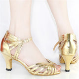 Women Dance Shoes | Gold Salsa Latin Dance Shoes | Customized Heels | Danceshoesmart