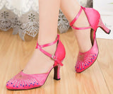 Pink Modern Women Dance Shoes | Rhinestone Salsa Shoes | Latin Ballroom Dance Shoes | Danceshoesmart