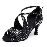 Black Latin Salsa Dancing Shoes Customized Heels Ballroom Waltz Tango Women Dance Shoes
