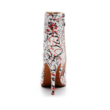 White Graffiti Dance Boots PU Suede Soft Sole Peep Toe Latin Ballroom Salsa Dance Shoes Customized High Heels