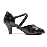 Pointed Closed Toe Modern Dance Shoes For Women Cross Strap Soft Sole Latin Ballroom Salsa Dancing Shoes