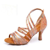 Heeled Dance Shoes Women's Tango Latin Dance Shoes Lace Ballroom Dancing Shoes Fashion