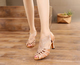 <transcy>Zapatos de baile latino de tacón personalizados | Zapatos de baile de salón con diamantes de imitación para mujer | Cremallera de suela de gamuza | Danceshoesmart</transcy>