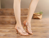 <transcy>Обувь для латинских танцев на каблуке по индивидуальному заказу | Женская обувь для бальных танцев со стразами | Замшевая молния на подошве | Danceshoesmart</transcy>