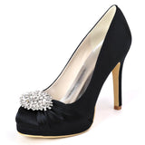 Women Fashion Rhinestone High Heel Shoes Round Toe Platform Wedding Pumps Elegant Shoes