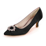 Women Bridal Wedding Shoes Satin Rhinestone Crystal Pumps Stiletto High Heel