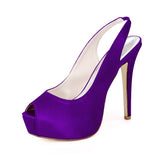 Women Girl Satin Stiletto Heel Peep Toe Platform Pumps Sandals For Wedding Party
