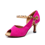 Flock Rhinestone Latin Ballroom Dance Shoes Party Women Ladies