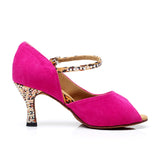 Flock Rhinestone Latin Ballroom Dance Shoes Party Women Ladies