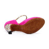 Flock Rhinestone Latin Ballroom Dance Shoes Party Women Ladies