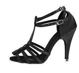 <transcy>Zapatos de baile latino de satén | Zapatos de baile de salón para fiestas de salsa | Leopardo Negro Morado | Danceshoesmart</transcy>