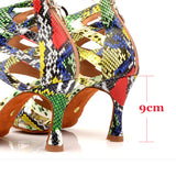 Dancing Shoes PU Snake Texture Salsa Women's Latin Shoes Dance Boots Adjustable