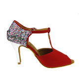 <transcy>Zapatos de baile rojos para mujer | Zapatos de baile de salón con purpurina | Zapatos de baile de salsa latina | Danceshoesmart</transcy>