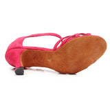 Red Flock Latin Ballroom Dance Shoes For Women Girls Soft Bottom Customized Heels Salsa Dancing Shoes