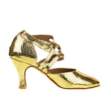 <transcy>Zapatos modernos de oro | Zapatos de baile latino para mujer | Nuevos zapatos de baile de salón | Danceshoesmart</transcy>