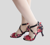 Flower Female Dance Shoes | Women's Latin Dance Shoes | Satin Ballroom Shoes | Danceshoesmart