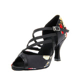 Satin Flower Latin Ballroom Salsa Dance Shoes For Women Girls