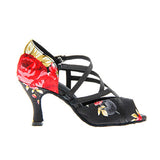 Satin Flower Latin Ballroom Salsa Dance Shoes For Women Girls