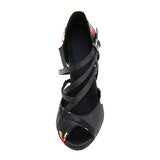 Satin Flower Latin Ballroom Salsa Dance Shoes For Women Girls