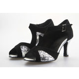 Flock Glitter Shine Women Latin Ballroom Salsa Dance Shoes