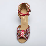 Satin Rhinestone Women Latin Ballroom Salsa Dance Shoes Custom Heel