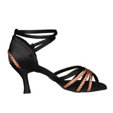 <transcy>Обувь для латинских бальных танцев, атласная профессиональная обувь для сальсы и танго, танцевальная обувь для тренировок, высокое качество</transcy>