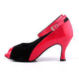 <transcy>Zapatos de baile latino para mujeres profesionales, zapatos de baile negros y rojos, sandalias, zapatos de tacones altos de Salsa, fiesta, deportes para adultos</transcy>