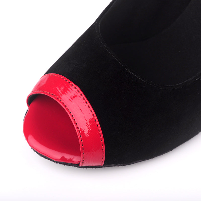 <transcy>Zapatos de baile latino para mujeres profesionales, zapatos de baile negros y rojos, sandalias, zapatos de tacones altos de Salsa, fiesta, deportes para adultos</transcy>