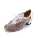 Modern Indoor Dance Shoes Latin Ballroom Salsa Samba Dancewear Mesh Sequined Shoes
