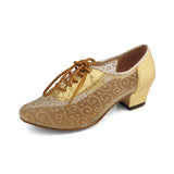 Modern Indoor Dance Shoes Latin Ballroom Salsa Samba Dancewear Mesh Sequined Shoes