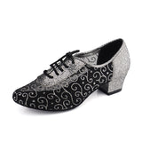 Modern Indoor Dance Shoes Latin Ballroom Salsa Samba Dancewear Mesh Sequined Shoes