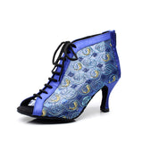<transcy>Zapatos de baile de salsa de salón latino de malla para mujeres niñas</transcy>