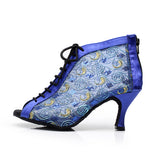 <transcy>Zapatos de baile de salsa de salón latino de malla para mujeres niñas</transcy>
