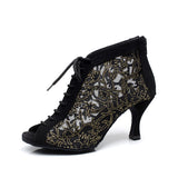 <transcy>Zapatos de baile de salsa de salón latino de malla para mujeres niñas</transcy>