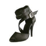 <transcy>Rojo Negro Salón de baile latino Salsa Zapatos de baile Botas Satén Tacón alto Personalizado</transcy>