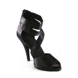 <transcy>Rojo Negro Salón de baile latino Salsa Zapatos de baile Botas Satén Tacón alto Personalizado</transcy>