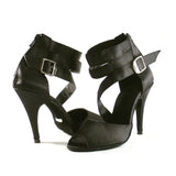 <transcy>Rojo Negro Salón de baile latino Salsa Zapatos de baile Botas Satén Tacón alto Personalizado</transcy>